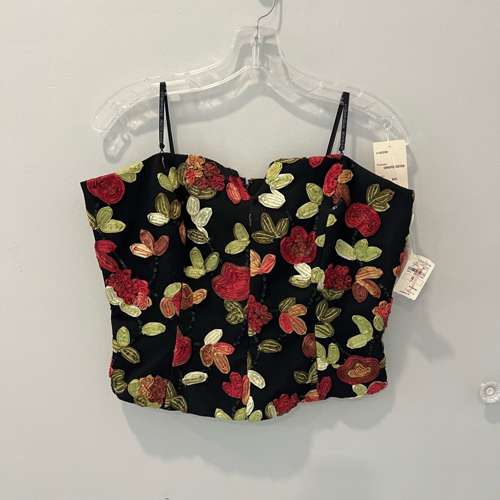Chetta B Red and Green Sleeveless Bustier Camisole